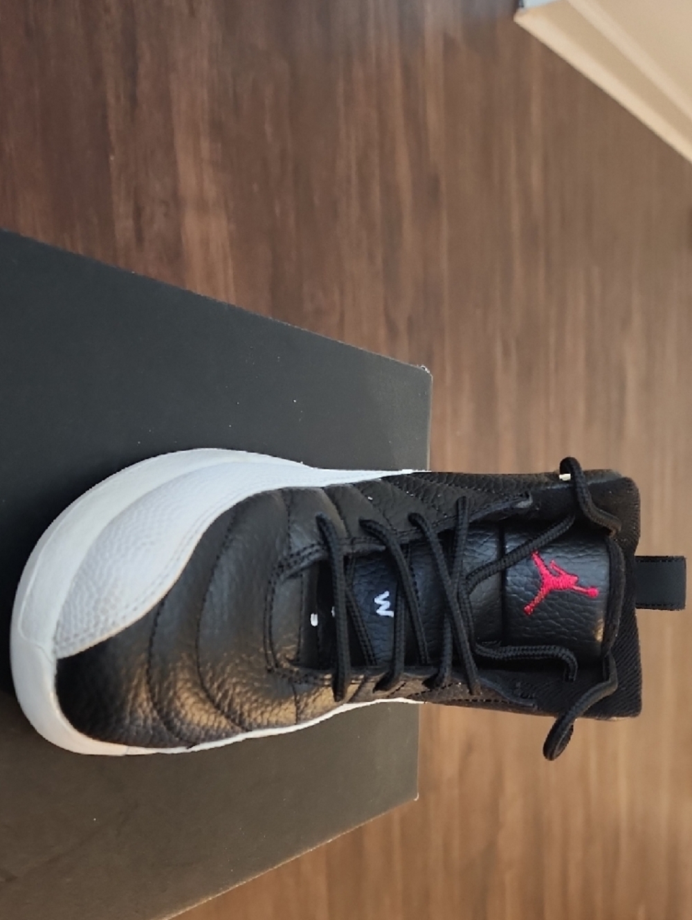 Jordan Kids Black and White Retro Basketball Shoes - Picture 2 of 5